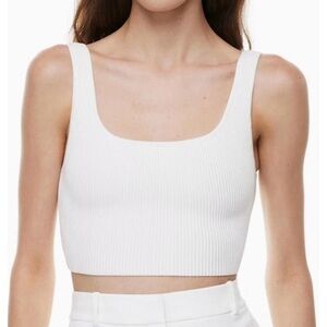 ARITZIA BABATON Sculpt Knit Squareneck Cropped Tank in White